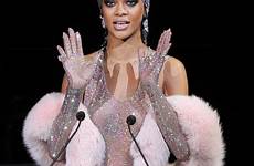 rihanna dress sheer fashion through awards cfda gloves glove coachella look music sparkly bodysuit imagination crystal entertainment swarovski iconic moments