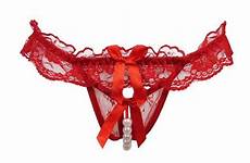 sexy women underwear pearl crotchless lace panties panty red string pearls lingerie sex thong bow nylon sheer damer bikini borg
