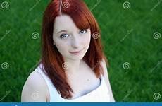 teen redhead beautiful freckles red stock royalty grass haired dreamstime