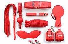 sex toys set bondage kit 8pcs leather handcuffs fetish adult bdsm blindfold mouth rope whip bandage nipple gag collar clamps