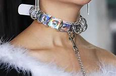 choker necklace women laser collar pu rainbow handmade metal bdsm jewelry chocker rivets fashion