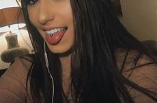 tongue piercings piercing hot girls instagram girl mouth pierced saved friends