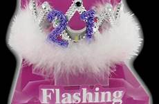 flashing birthday tiaras marabou feathers crown trim girls women