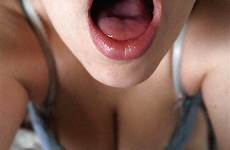 mouth open tongue cum ready
