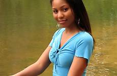 girl beautiful african teen american posing lake stock