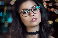 brunette eyeglasses glance 1206