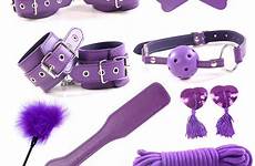 sex toys bdsm handcuffs kit bondage set gag rope handcuff adult purple woman ball collar fetish accessories 8pcs nipple mouth