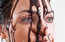 chocolate covered face portrait her woman stock model