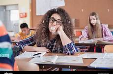 bubblegum blowing classroom student bavaria germany alamy university