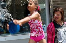 thai girls young water songkran thailand stock throws koh festival