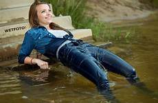 wetlook wet shirt girl bra wetfoto jeans without tight clothed gray lake fully forum store kit swims smiling