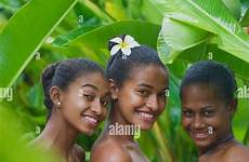 girls fijian fiji island alamy stock enjoying rain portrait friends three female
