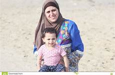 muslim girl egyptian happy baby mother funny arab her stock little preview beach