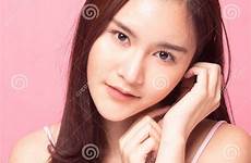 asian portrait woman young beautiful pink thai