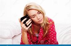 tired her coffee having morning woman photography stock pyjamas sitting bed blonde young