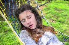 teen swing hammock yawning