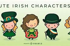 irish characters cute vexels set ai