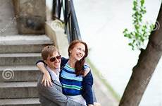 couple stairs cheerful stock royalty embankment seine paris dreamstime