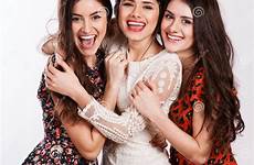women group sexy three happy young beautiful stock female royalty