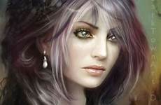 fantasy cheveux mauve wiccan tear