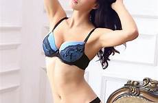 bra sexy lingerie women blue underwear lace sets set push cup intimates hot size large shipping floral aliexpress beautiful china