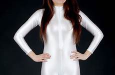 spandex catsuit white statement