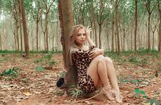 tatiana georgieva set short dress agency george models posing trees georgemodels