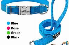 dog collars leashes leash collar set reflective dogs custom personalized engraved nylon medium small