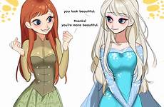 elsa frozen anna disney princess hair anime fanart zerochan queen arendelle down render sisters pixiv board snow deviantart without their