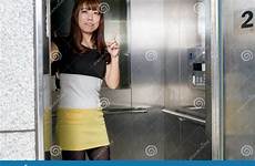 elevator beautiful woman standing asian japanese attractive female preview