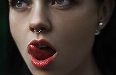 women lips nose face rings licking pierced septum mouth girl woman lip red hair model close lady wallpaper head portrait