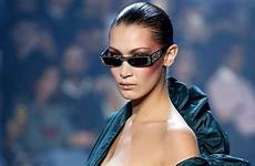 bella hadid nip slip fashion runway malfunction paris suffers couture haute wardrobe week etonline