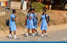 school uniform ghanaian unidentified pupils walk along ghana preview person