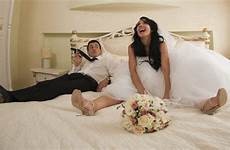 night wedding bride groom bed married people