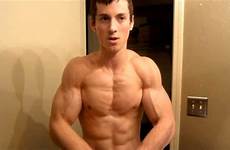 teen muscle bodybuilder flexing body zach posing oil tour