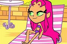 starfire titans teen go bikini dc comics sunbathing swimsuit purple bikinis red tt