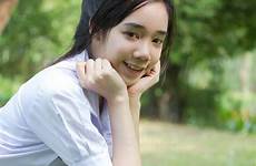 thai teen girl student beautiful relax smile park preview