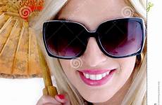 sunglasses front smiling woman stock preview