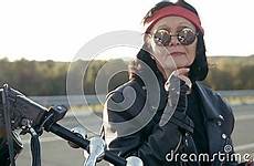 biker woman red