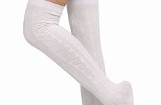 knee high stockings socks white cable thigh knit winter walmart