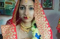 married newly girl beautiful sari sitting marriage india very