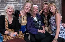 dutch women group hippie circle comes flower power garden back