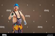 fat man hat drill builder funny hard text background stock alamy