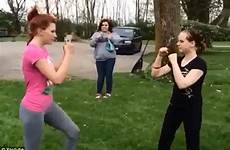 fight girl girls shovel video old head her hit year over boy barefoot beat yard multiple fugate says dailymail article