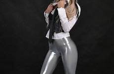 spandex latex shiny outfit nylons metallic