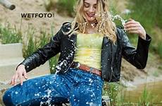 wetlook wet wetfoto jeans girl blue forum waisted high get world