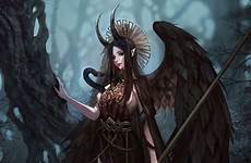 ange jo ailes rarts dämon female fabelwesen mlbb fantasie artstation demons noires schwarze anjo negro drachen engel démon yeonjun fantastique