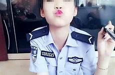 police policewoman fired chinese uniform female vulgar officer her sexy after selfies woman over selfie mexican beautiful posing social down