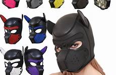dog rubber latex mask play puppy head cosplay role sexy padded soft color full