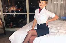 airways stewardess attendant airline heels skirt garters
